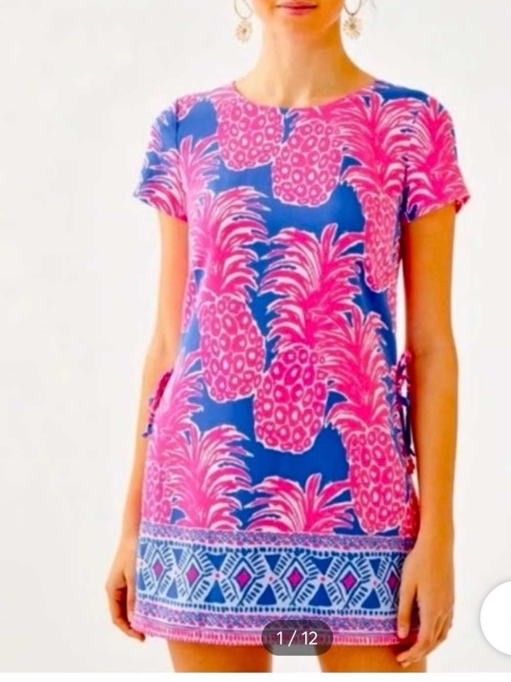 Lilly Pulitzer Hot Pink Shift Dress with Blue Accents